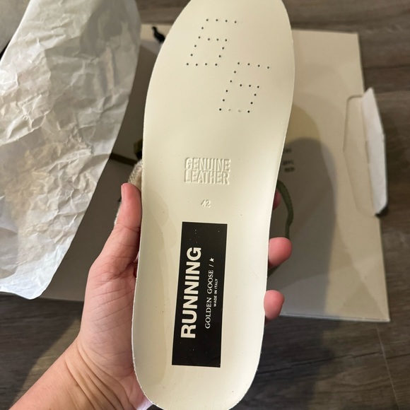 Golden Goose Running Sole Net Upper Shiny Suede Star Red Wine Silver Sneakers - Picture 12 of 16